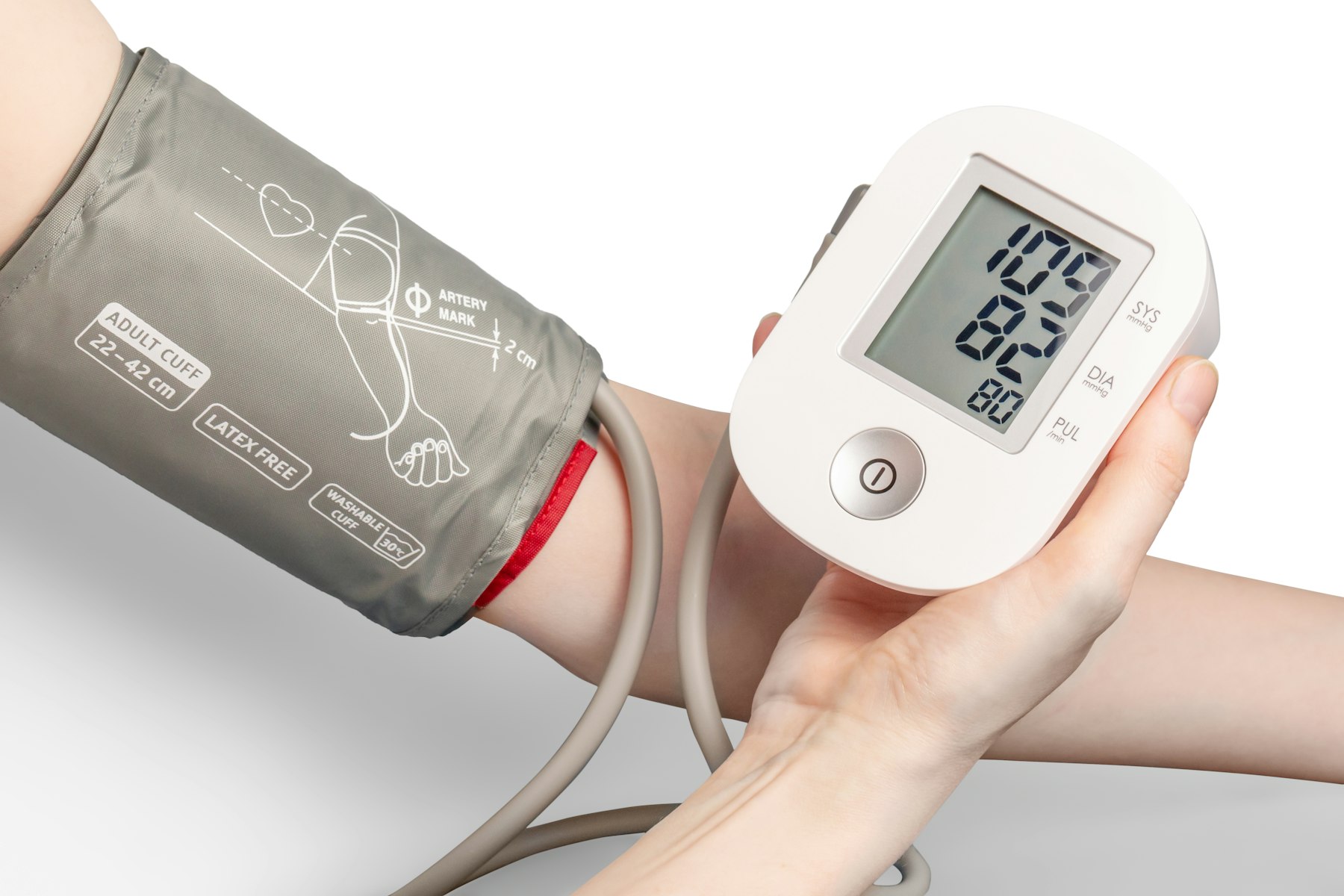 Blood pressure being measured on the arm to compare both arms